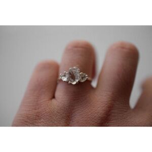 alternative raw Lake County diamond engagement rings, raw crystal size 8